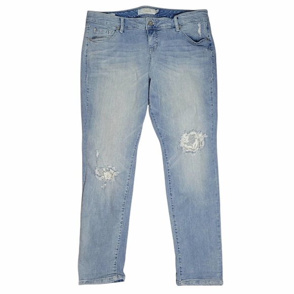 torrid Denim - Torrid Lace Inset Distressed Boyfriend Jeans Size 14R